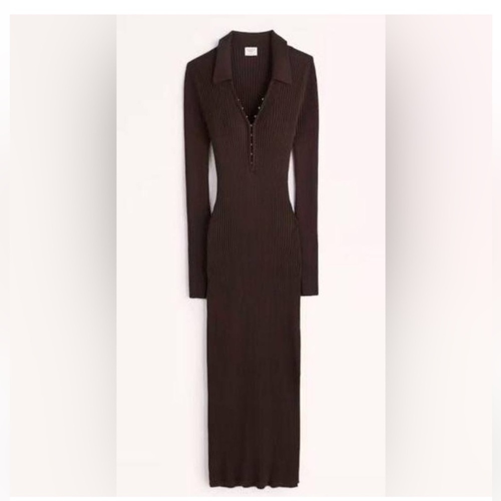 Abercrombie and Fitch brown ribbed knit midi dress